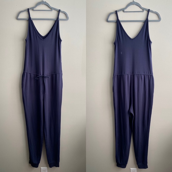 Kit and Ace Good Feels Jumpsuit Navy Small Brushed French Terry Soft Lounge - Picture 2 of 9